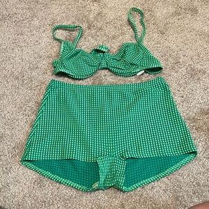 Vintage Highrise Green Gingham Bikini